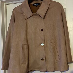Alice + Olivia Tan Suede Button-Front Cape Coat